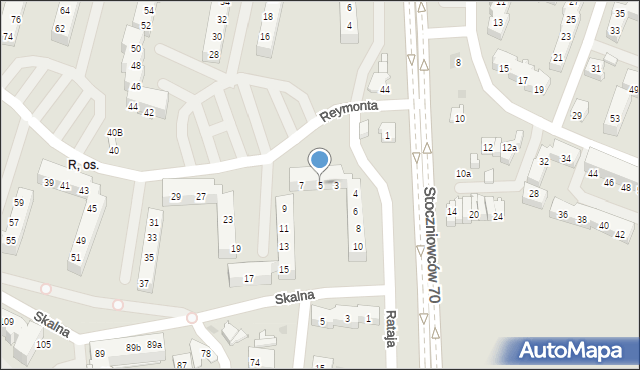 Tychy, Reymonta Władysława, 5, mapa Tychów