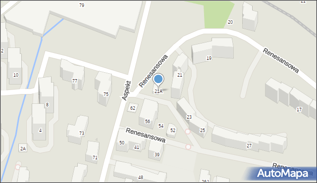 Warszawa, Renesansowa, 21A, mapa Warszawy