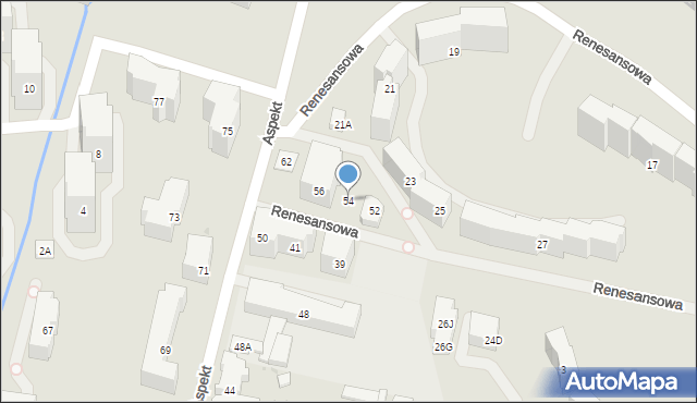 Warszawa, Renesansowa, 54, mapa Warszawy