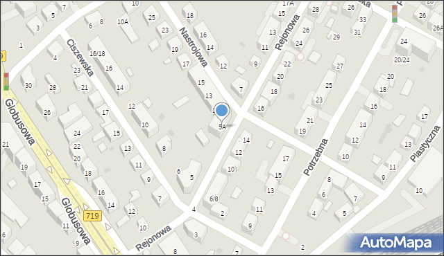 Warszawa, Rejonowa, 5A, mapa Warszawy