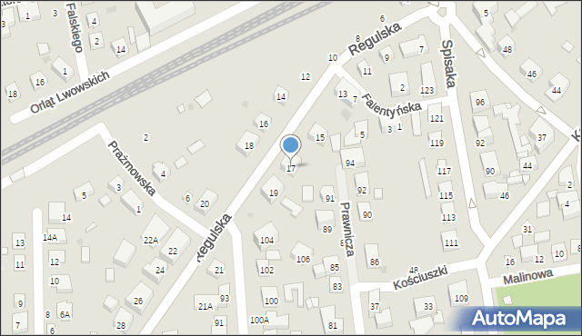 Warszawa, Regulska, 17, mapa Warszawy