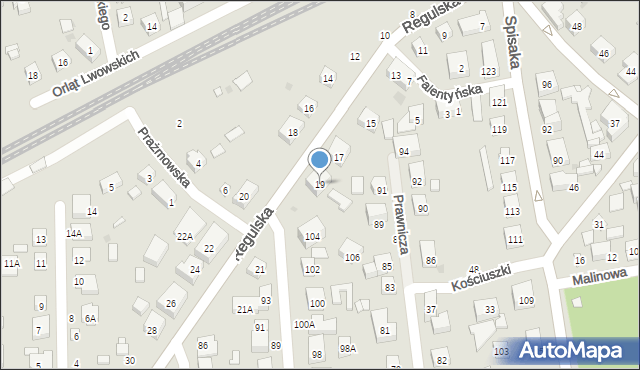 Warszawa, Regulska, 19, mapa Warszawy