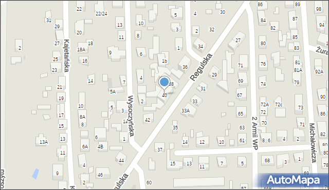 Warszawa, Regulska, 40, mapa Warszawy