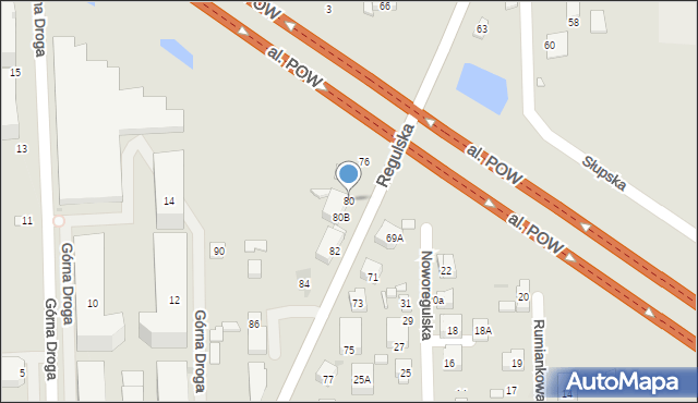 Warszawa, Regulska, 80, mapa Warszawy