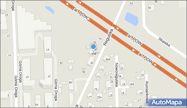 Warszawa, Regulska, 80B, mapa Warszawy