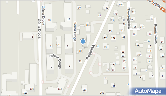 Warszawa, Regulska, 88B, mapa Warszawy