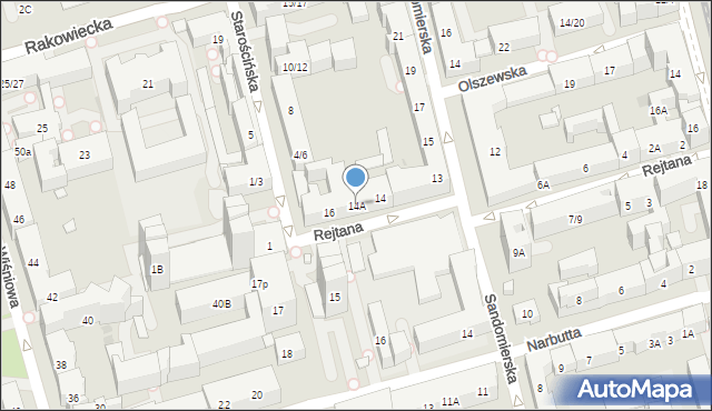 Warszawa, Rejtana Tadeusza, 14A, mapa Warszawy