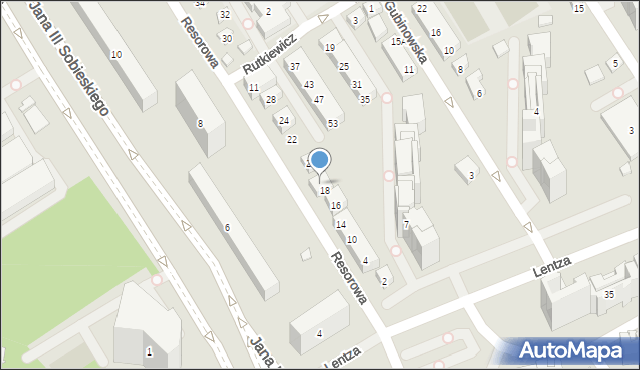 Warszawa, Resorowa, 18A, mapa Warszawy