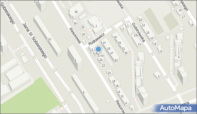 Warszawa, Resorowa, 26, mapa Warszawy