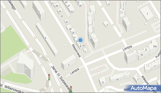 Warszawa, Resorowa, 4, mapa Warszawy