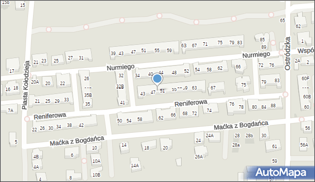 Warszawa, Reniferowa, 49, mapa Warszawy