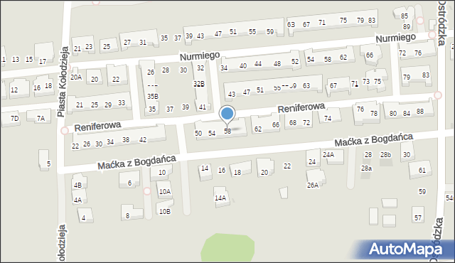 Warszawa, Reniferowa, 58, mapa Warszawy