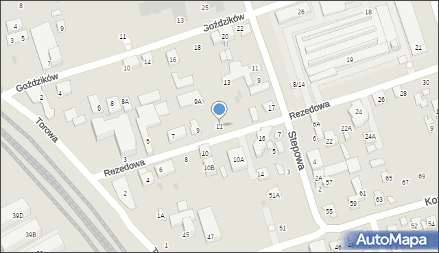 Warszawa, Rezedowa, 11, mapa Warszawy