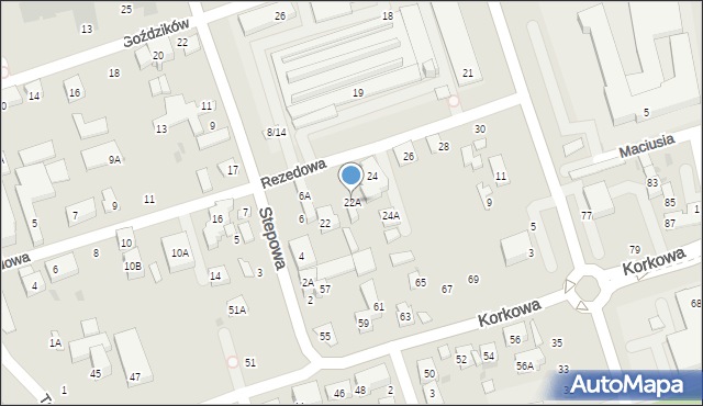 Warszawa, Rezedowa, 22A, mapa Warszawy