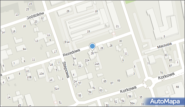 Warszawa, Rezedowa, 24, mapa Warszawy