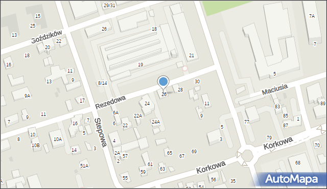 Warszawa, Rezedowa, 26, mapa Warszawy