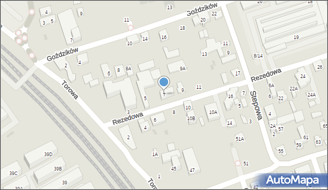 Warszawa, Rezedowa, 7, mapa Warszawy