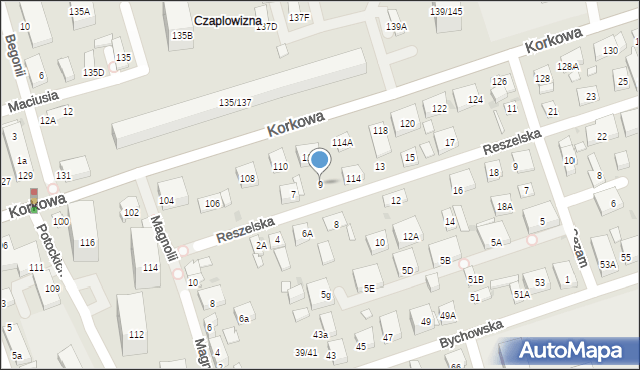 Warszawa, Reszelska, 9, mapa Warszawy