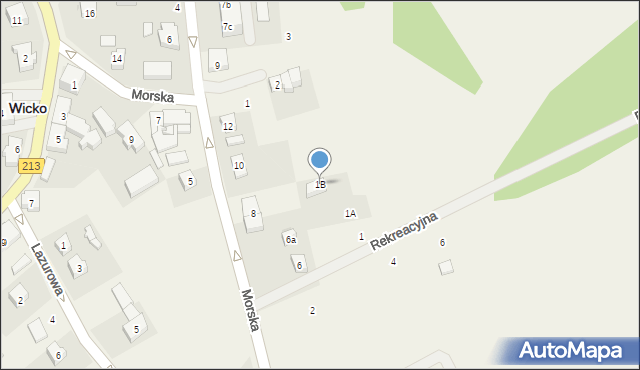 Wicko, Rekreacyjna, 1B, mapa Wicko