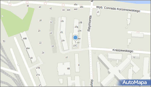 Wrocław, Reymonta Władysława, 10d, mapa Wrocławia