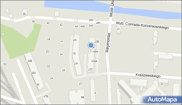 Wrocław, Reymonta Władysława, 10f, mapa Wrocławia
