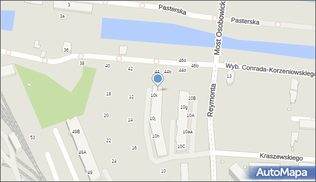 Wrocław, Reymonta Władysława, 10m, mapa Wrocławia