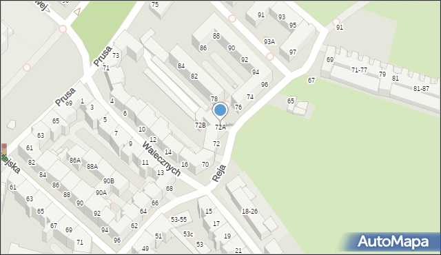 Wrocław, Reja Mikołaja, 72A, mapa Wrocławia