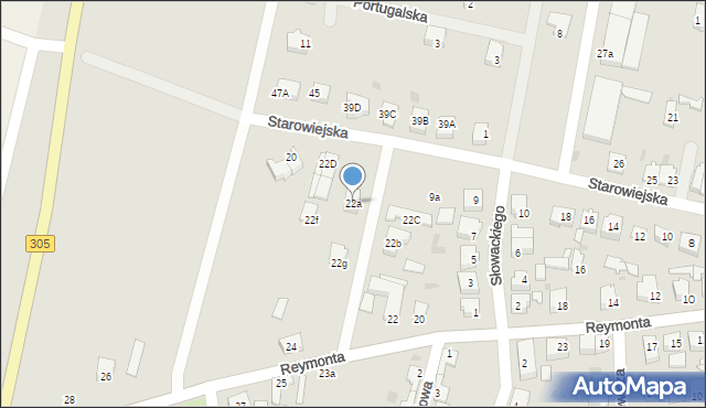 Wschowa, Reymonta Władysława, 22a, mapa Wschowa