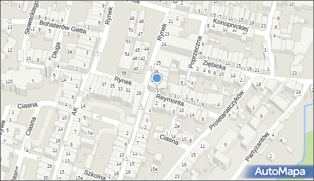 Ząbkowice Śląskie, Reymonta Władysława, 1, mapa Ząbkowice Śląskie