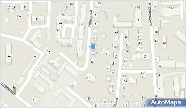 Zamość, Redutowa, 13, mapa Zamościa