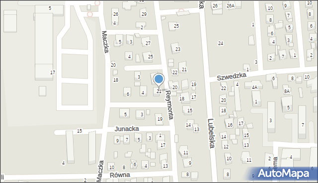 Zamość, Reymonta Władysława, 21, mapa Zamościa