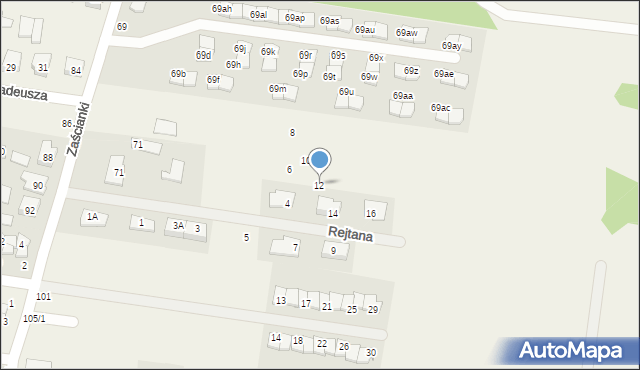 Zaścianki, Rejtana Tadeusza, 12, mapa Zaścianki