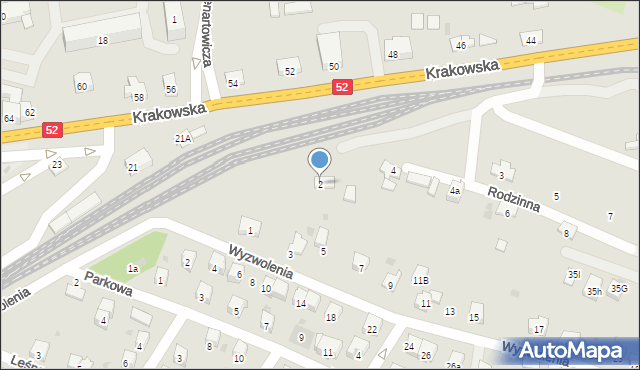 Andrychów, Rodzinna, 2, mapa Andrychów