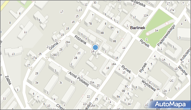 Barlinek, Różana, 15, mapa Barlinek