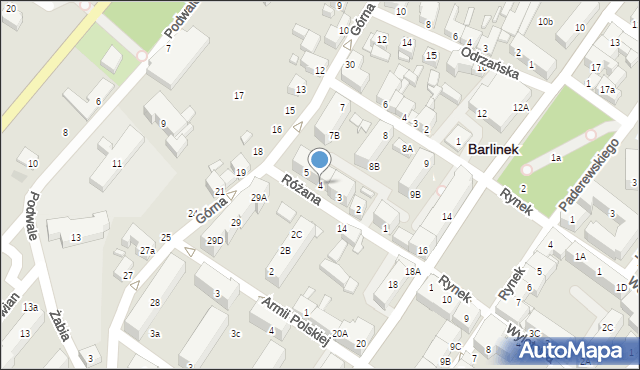 Barlinek, Różana, 4, mapa Barlinek