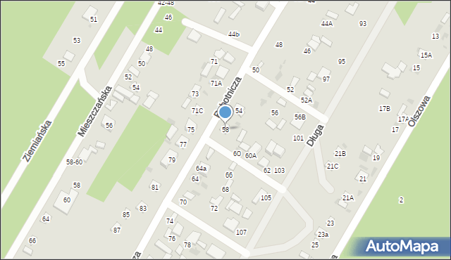 Biała Podlaska, Robotnicza, 58, mapa Białej Podlaskiej