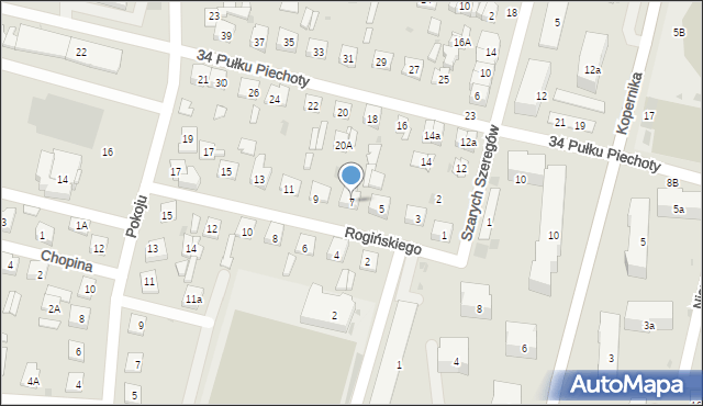Biała Podlaska, Rogińskiego Romana, 7, mapa Białej Podlaskiej