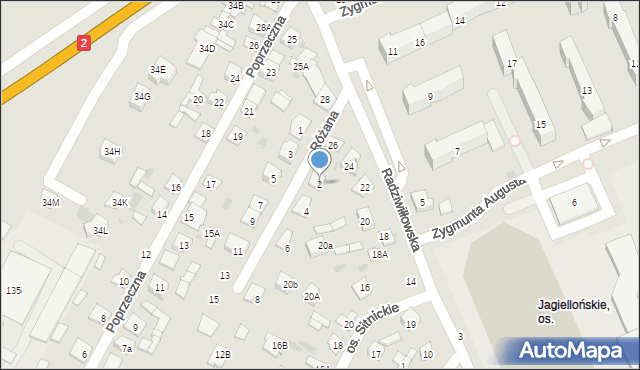 Biała Podlaska, Różana, 2, mapa Białej Podlaskiej