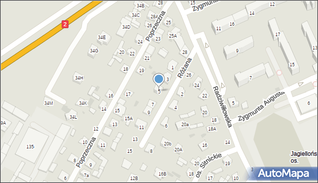 Biała Podlaska, Różana, 5, mapa Białej Podlaskiej