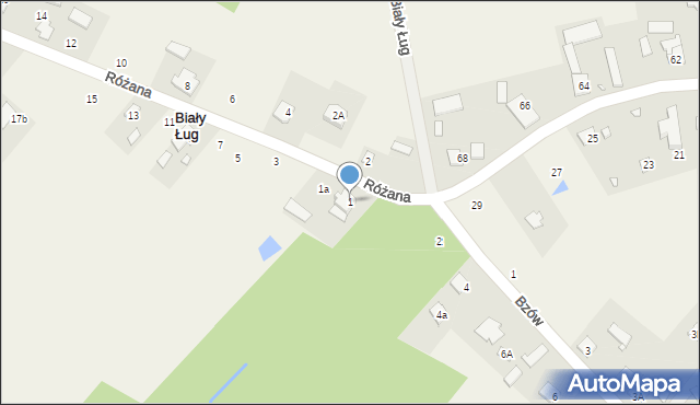 Biały Ług, Różana, 1, mapa Biały Ług