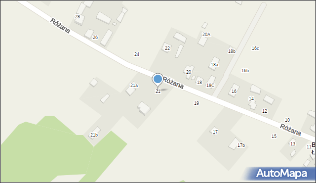 Biały Ług, Różana, 21, mapa Biały Ług