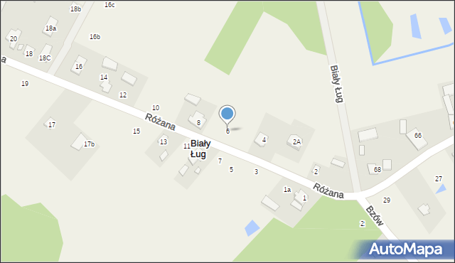 Biały Ług, Różana, 6, mapa Biały Ług