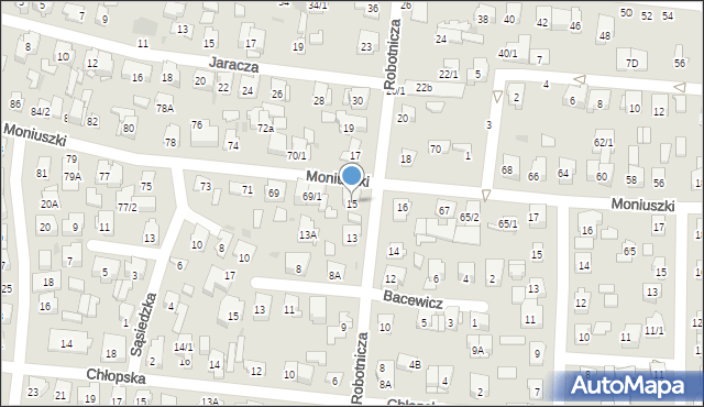 Białystok, Robotnicza, 15, mapa Białegostoku