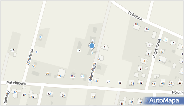 Bielawy, Równoległa, 1, mapa Bielawy