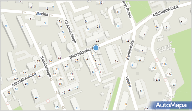 Bielsko-Biała, Robotnicza, 3a, mapa Bielsko-Białej