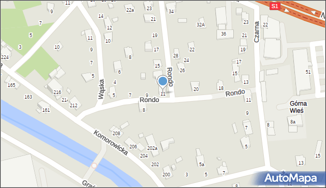 Bielsko-Biała, Rondo, 11, mapa Bielsko-Białej