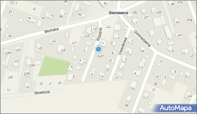 Bieniewice, Różana, 3, mapa Bieniewice