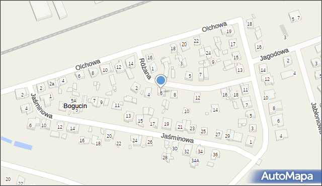 Bogucin, Różana, 6, mapa Bogucin