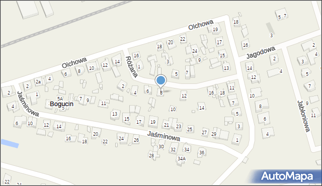 Bogucin, Różana, 8, mapa Bogucin