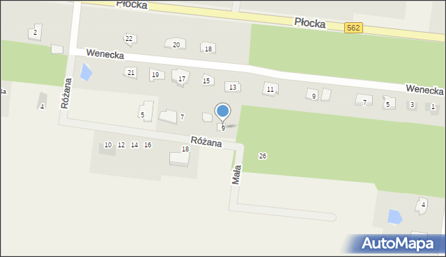 Brwilno, Różana, 9, mapa Brwilno